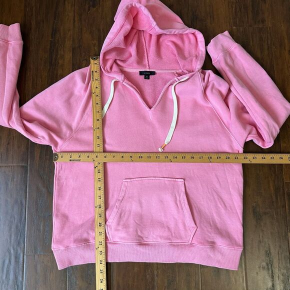 NWOT J. Crew Garment Dyed V-Neck Cotton Terry Hoodie Larkspur Pink *FLAW* - Picture 11 of 11